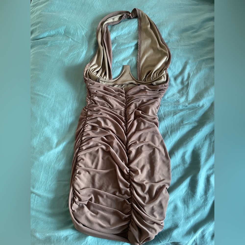 PLT halter neck underbust brown dress, size 10